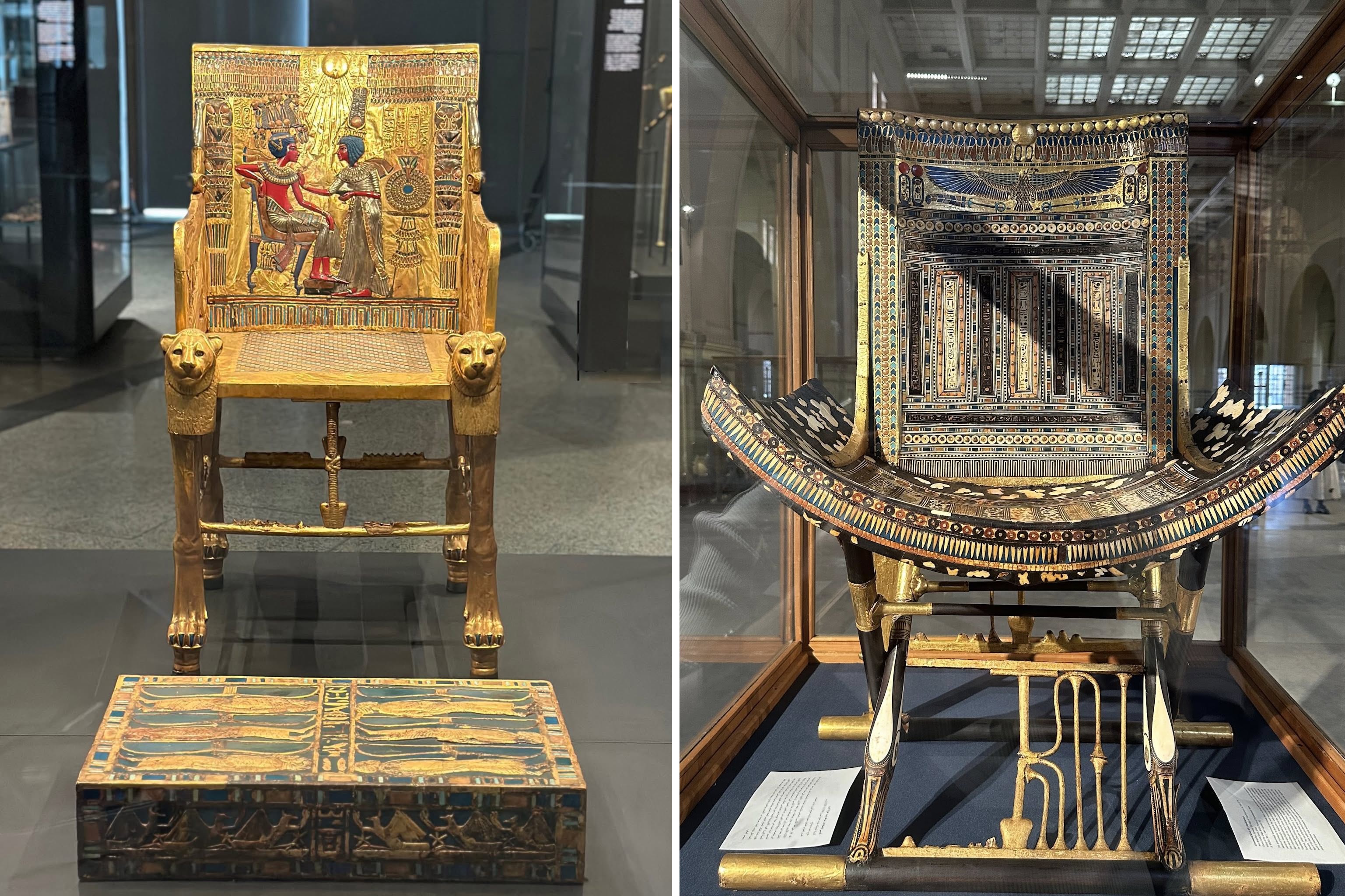 বালক-ফারাও তুতানখামুনের দুটি রাজকীয় চেয়ার